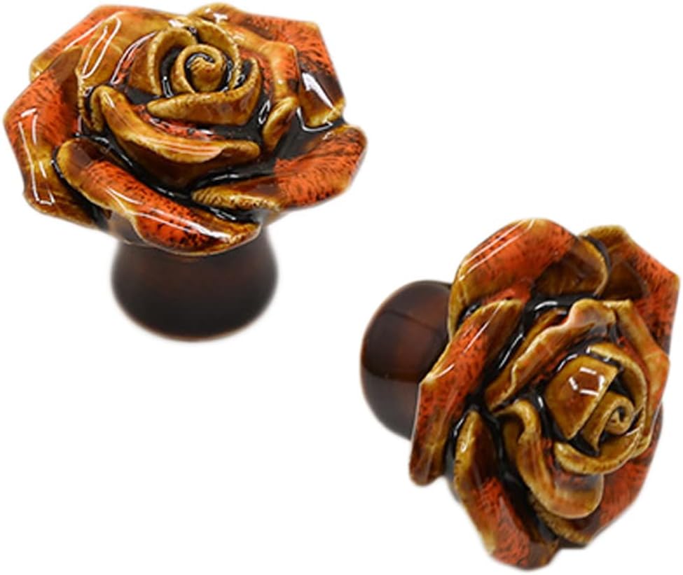 Paquete de 12 pomos de cerámica con diseño de rosas vintage, tiradores vintage de cerámica con 3 tornillos de tamaño para armario de cocina,