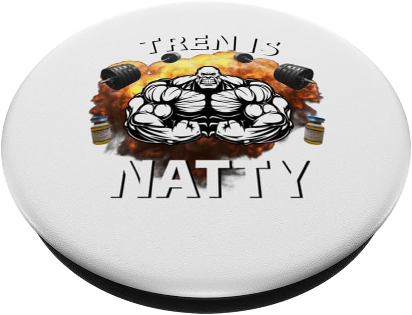 Tren Is Natty Funny Bodybuilding Design Gym Workout Muscular PopSockets Swappable PopGrip