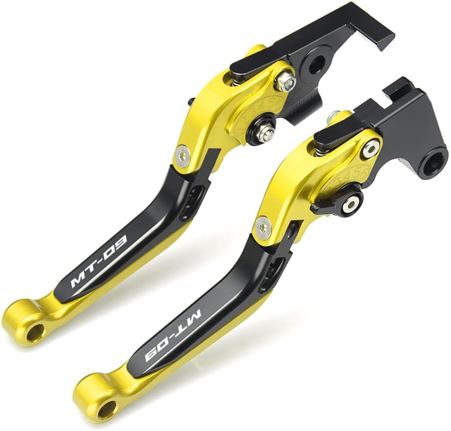 Palanca de embrague de freno de mano de aluminio plegable y extensible ajustable para Yamaha MT-09 2014-2023 (dorado, MT-09 2021-2023)