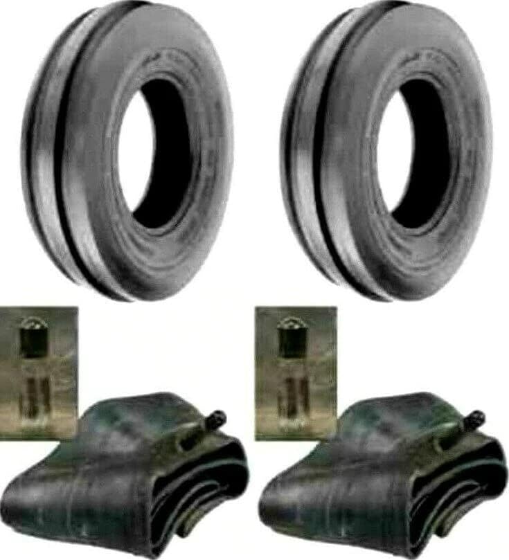 2 (dos) 400 x 12, 400-12, 4.00-12 neumáticos delanteros de 3 costillas con tubos Hd 4 Pr, clasificación de 4 Pr para un agarre superior, estabilidad