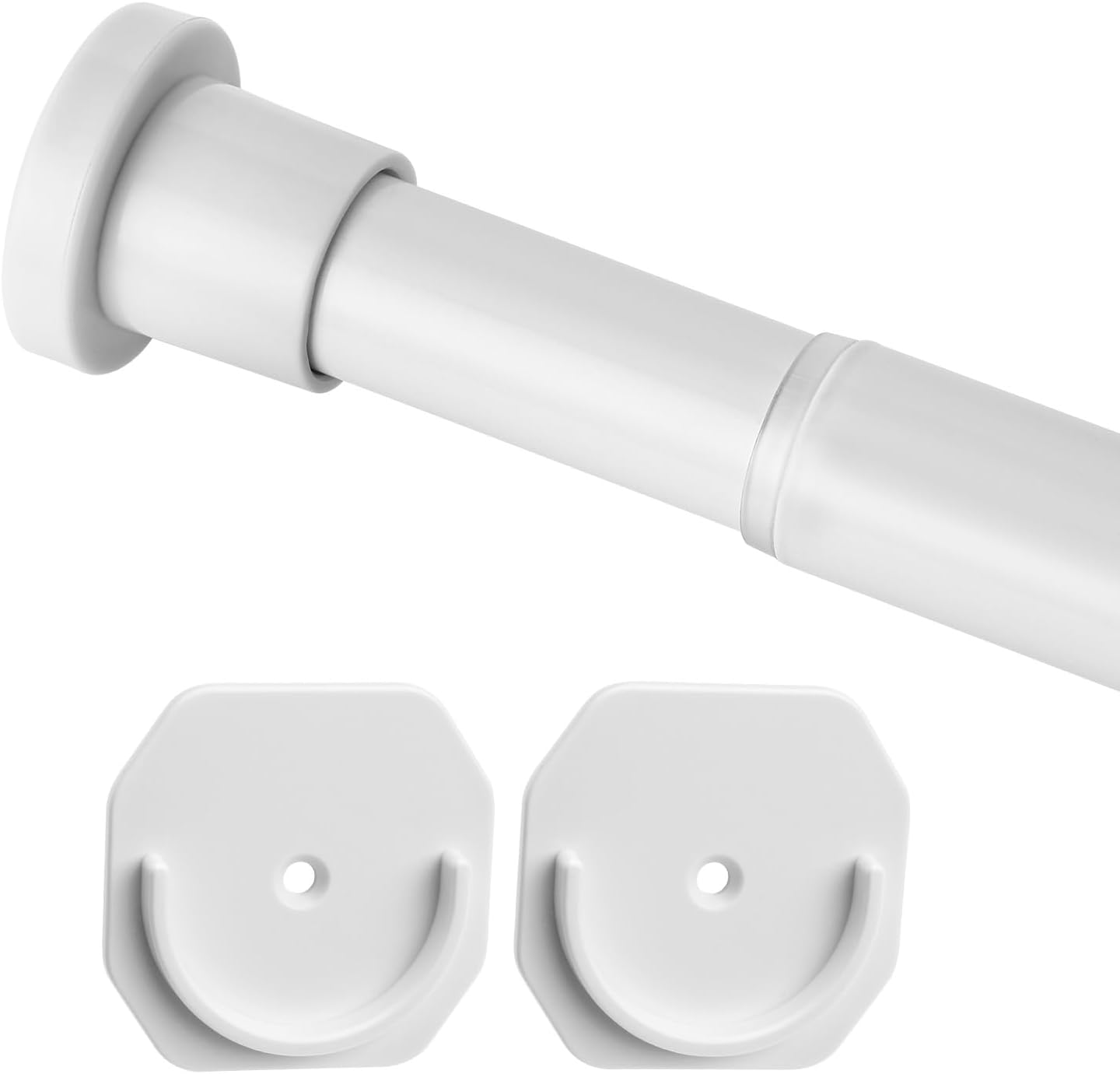 Barra de armario de 28 a 50 pulgadas, extensor de barra de armario sin taladrar para colgar, barra negra ajustable para colgar ropa, con soporte