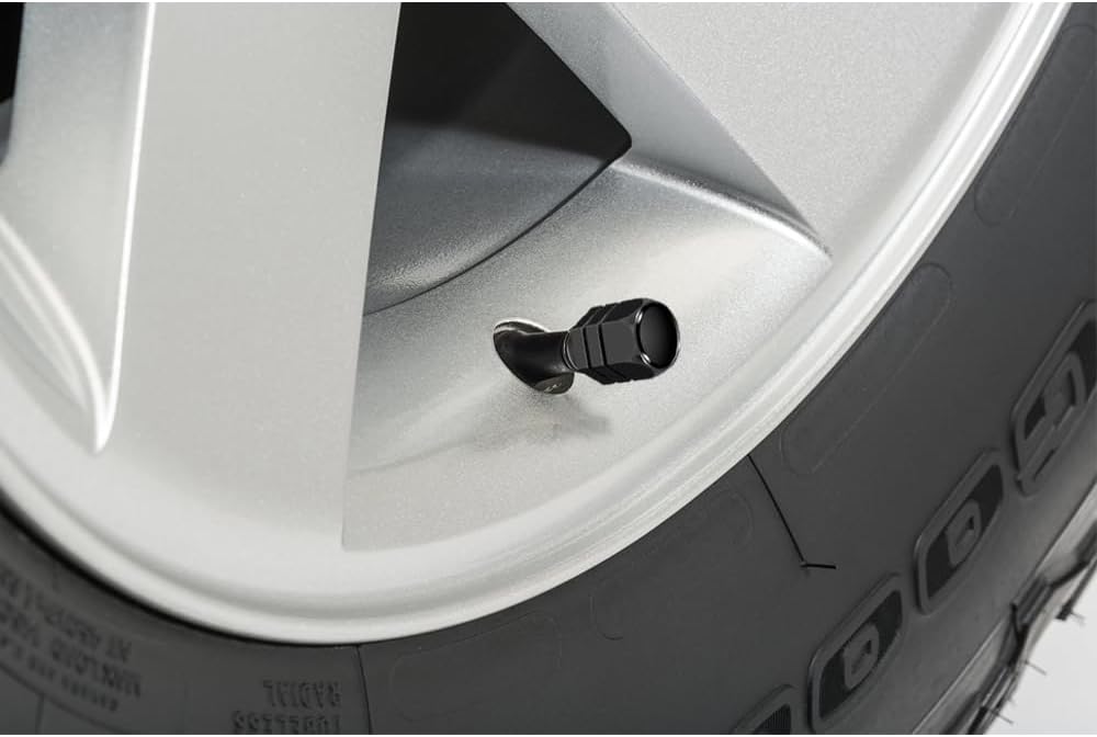 iPick Image Para Chevrolet Corvette C8 Logo en forma hexagonal negra Tapones de vástago de válvula de neumático de aluminio (negro)