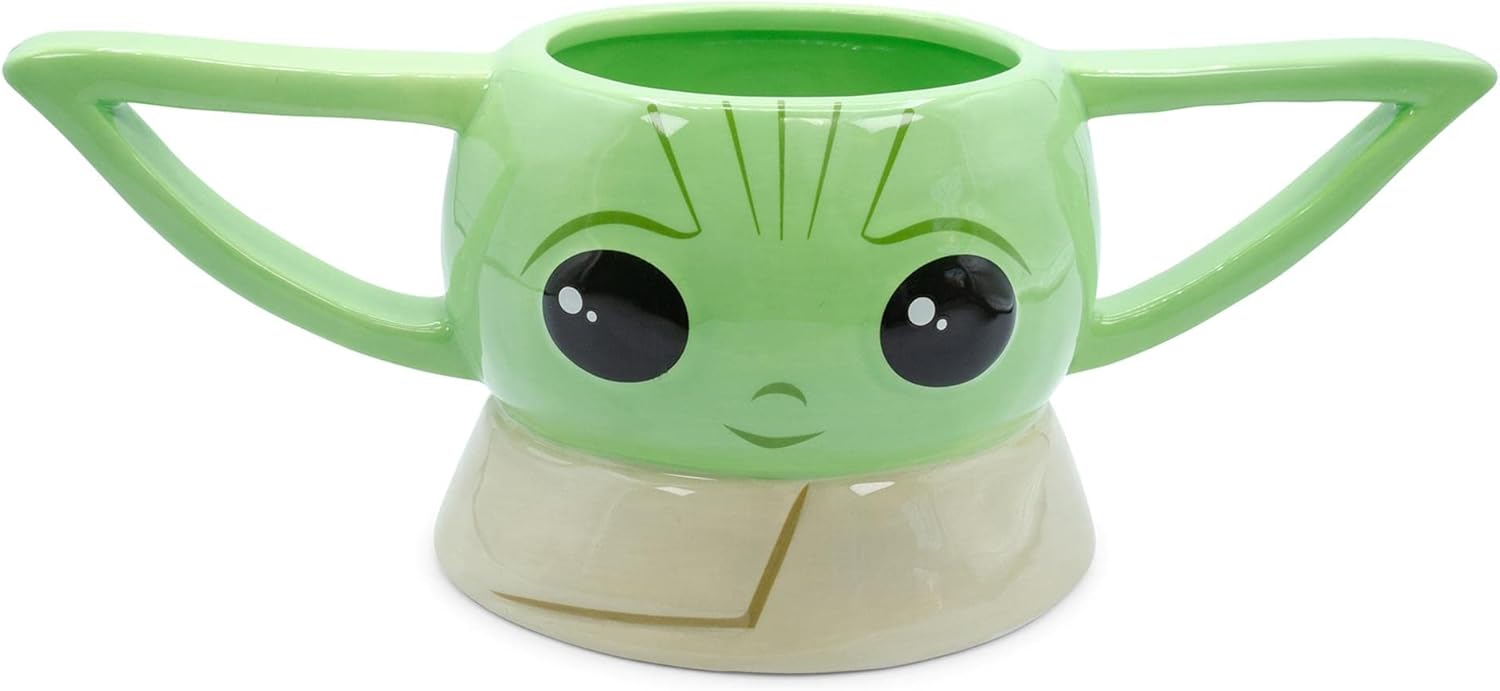 STAR WARS The Mandalorian Grogu – Taza de cerámica esculpida  Taza de café grande sin BPA para expreso, cafeína, bebidas, esenciales para el hogar y