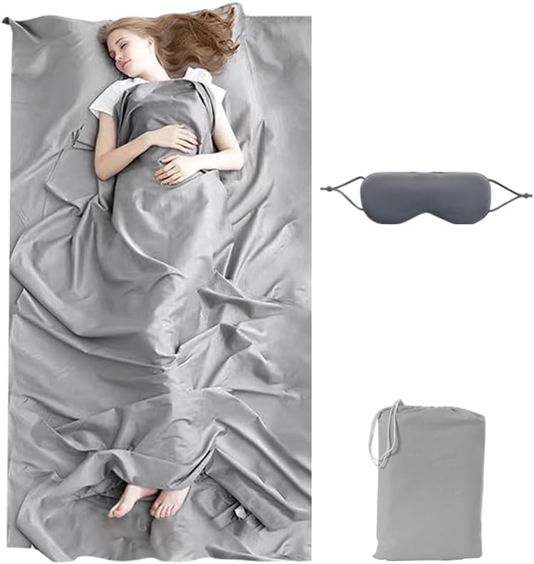 Travel Sheet Sleep Sack Adult, Self Tanning Sleep Bed Sheet Protector, Travel Sleeping Bag for Hotels, Camping Sleeping Bag Liner, Sleep Sack for