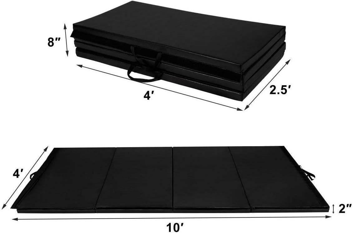 ARLIME – Esterilla de gimnasia plegable de 4 x 10 x 2 pulgadas de grosor, esterilla de ejercicio de triple pliegue, panel de ejercicios de fitness