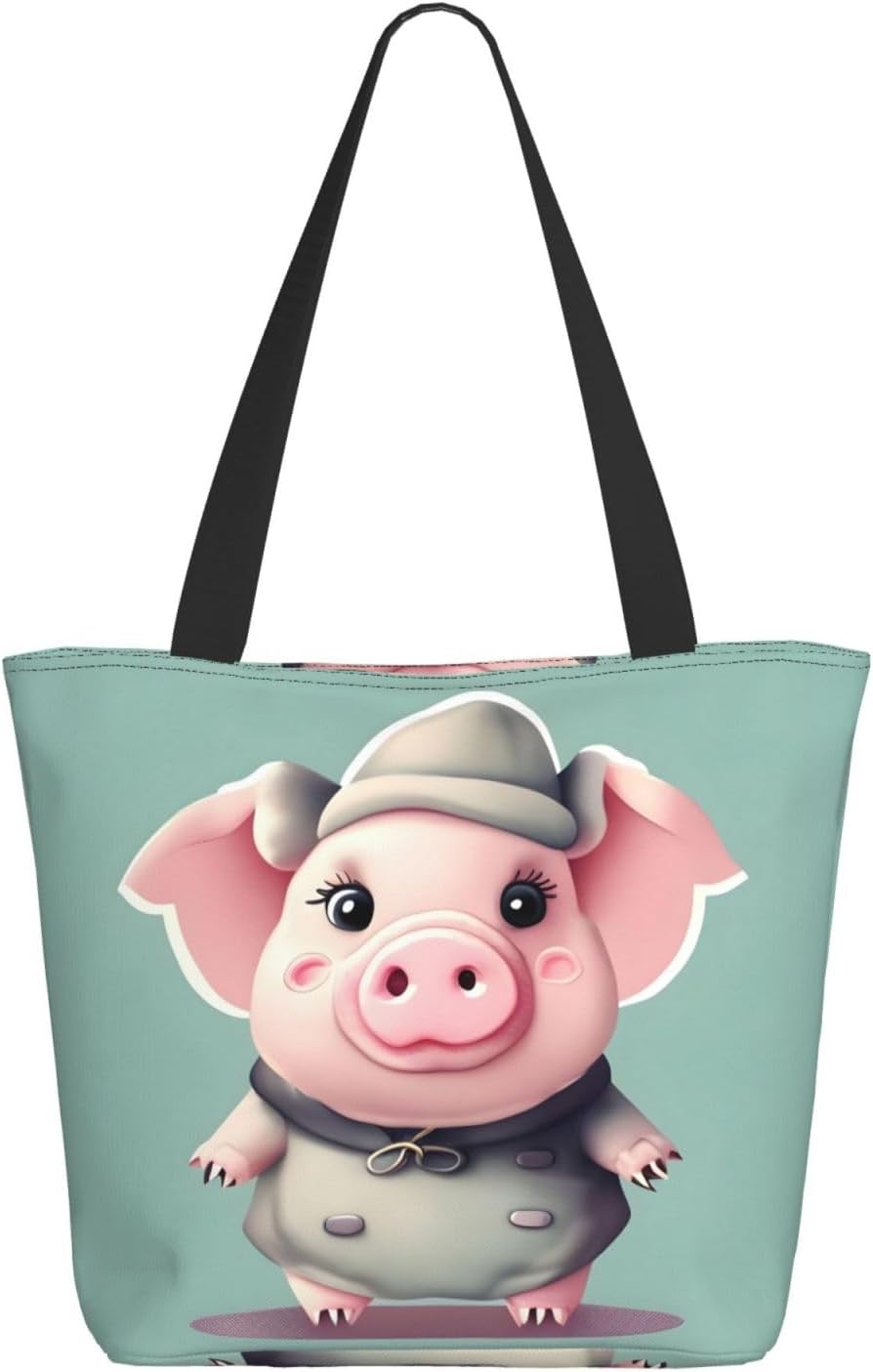 Breaux Lindas bolsas de cerdo, bolsas de mano con estampados, bolsas de compras reutilizables, bolsas de comestibles para mujeres y niñas