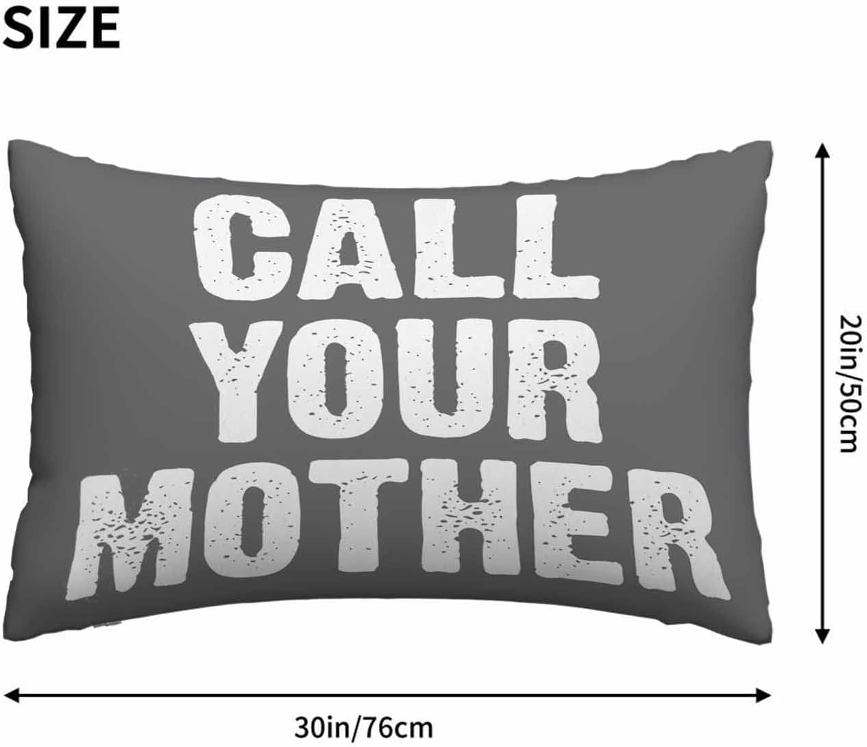Funda de almohada rectangular blanca con frase divertida llamada a tu madre sobre fondo gris, funda de almohada para cama, sofá, oficina, decoración