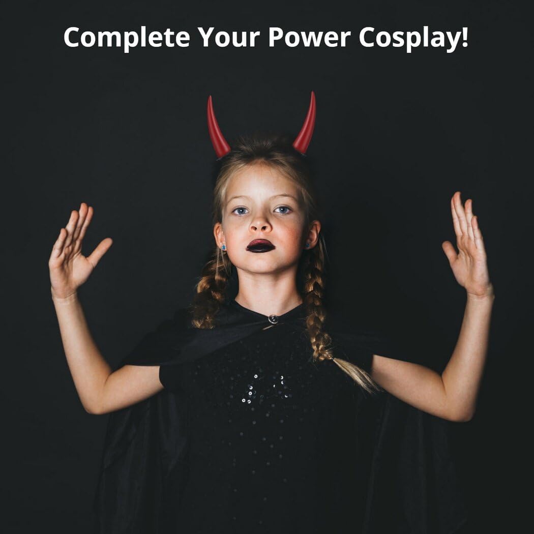 COYLINK Power Cosplay Hornos Clip de pelo Anime Cosplay Cuernos Accesorios Rojo PVC Headwear Pasadores Unisex Cabello Accesorio