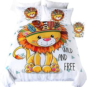 Wild & Free – Juego de ropa de cama de león tribal con diseño de animal de león, ropa de cama de tela para el hogar para niños, niñas, adolescentes Wild & Free – Juego de ropa de cama de león tribal con diseño de animal de león, ropa de cama de tela para el hogar para niños, niñas, adolescentes