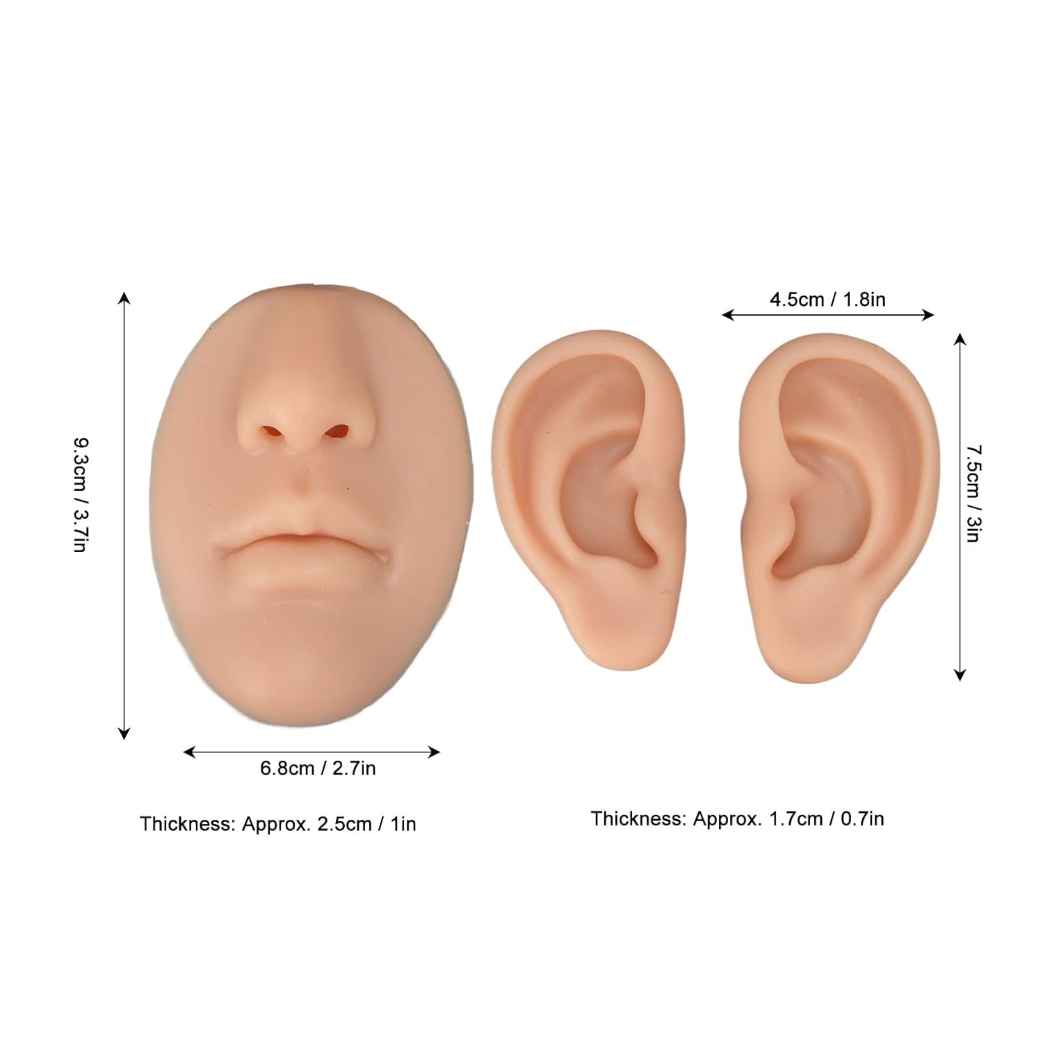 Betued Silicone Piercing Model for Novice Practice, Simulated Appearance, Realistic Experience in Nose and Ear Piercing (Medium Skin Color)