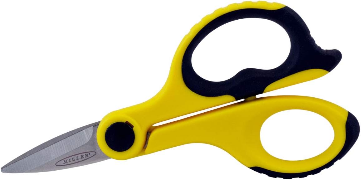 Miller KS-2 Tijeras de Kevlar de fibra óptica con bolsa para cinturón, tijeras de utilidad fácilmente portátiles para electricistas y técnicos que