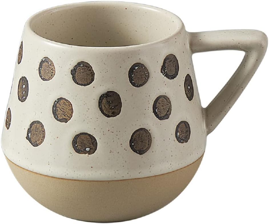 EXIGENT Funnel Taza de té de café japonesa de cerámica coleccionable 6.8 fl oz – 7oz (Boba_Dots)