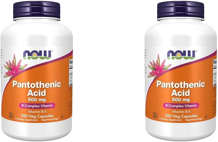 Now Supplements, ácido pantoténico (vitamina B-5) 500 mg, vitamina del complejo B, 250 cápsulas (paquete de 2)