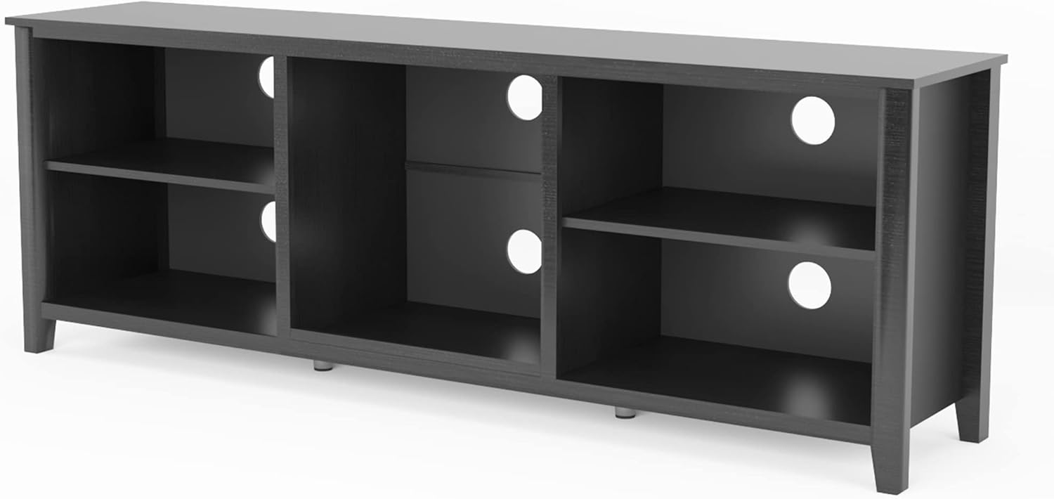Soporte de TV para sala de estar, dormitorio, centro de entretenimiento grande y amplio de madera moderna, gabinete de consola multimedia con 4