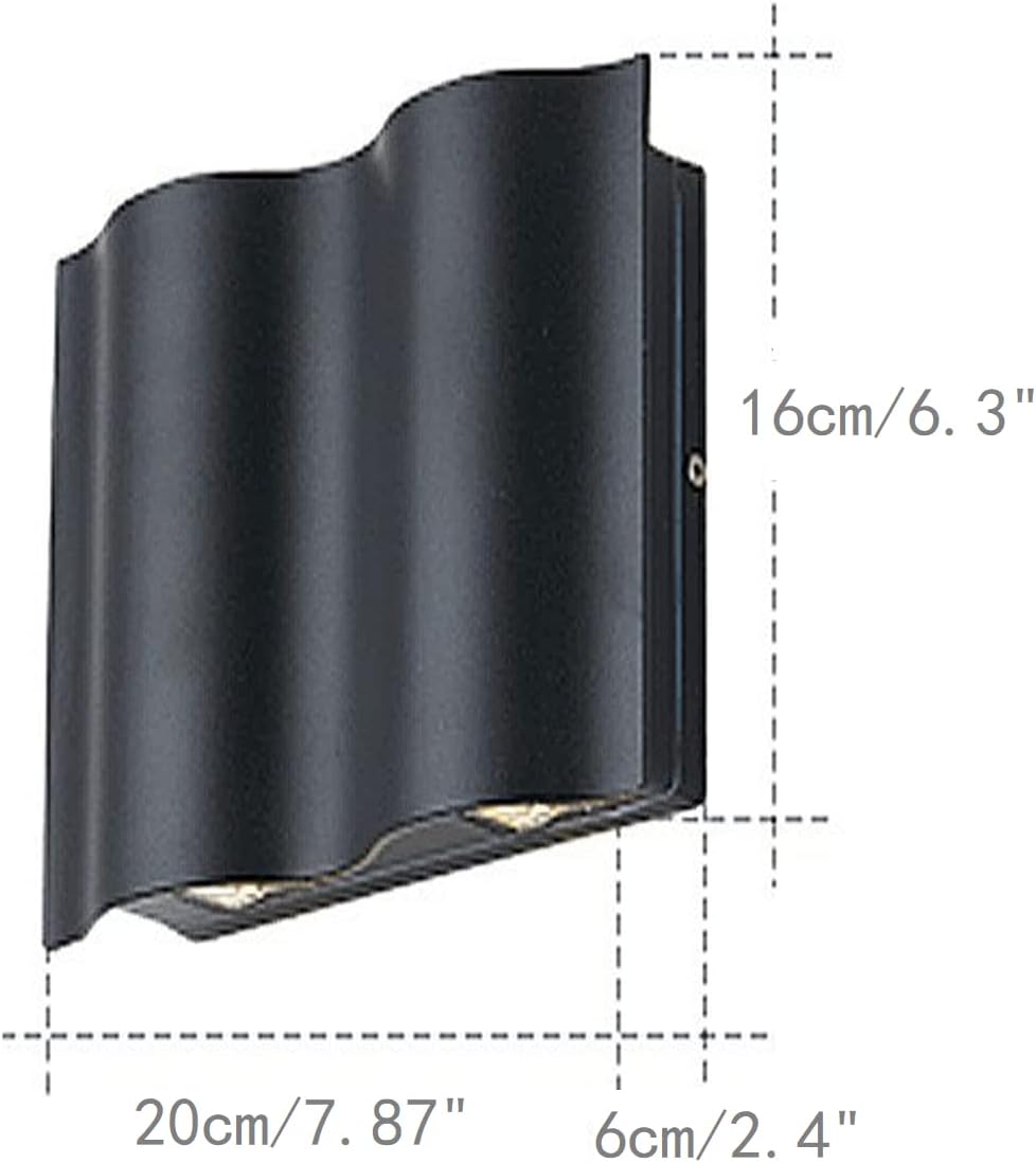 JHOTEC Aplique LED único de diseño de arco con luces arriba y abajo, apliques de pared impermeables para exteriores, adecuado para jardines, paquete