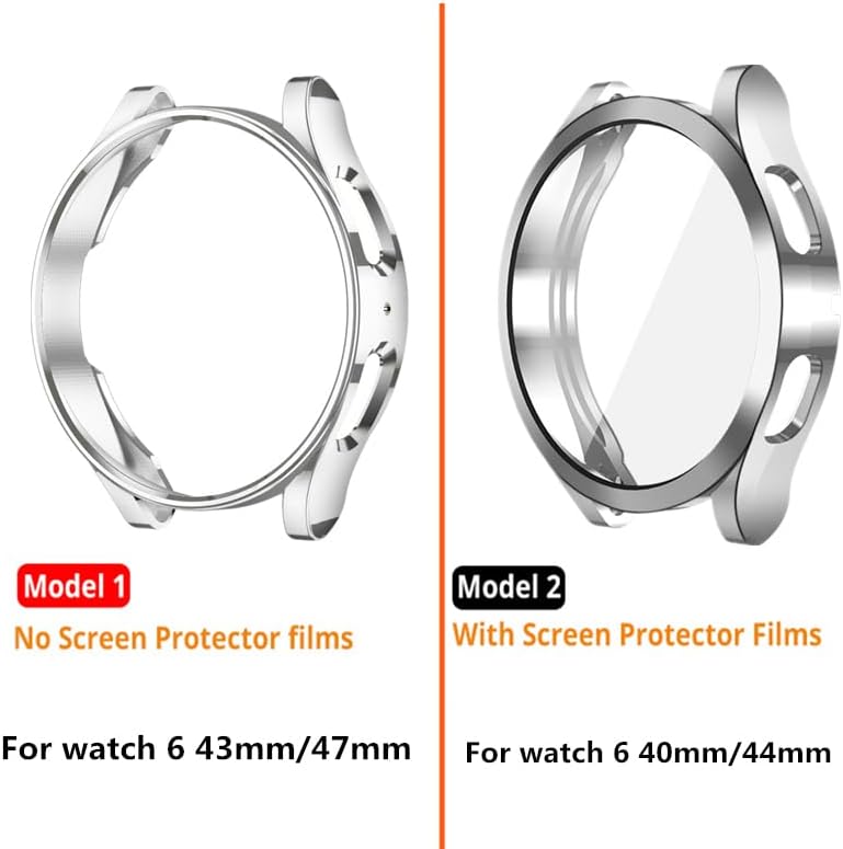 Compatible con Samsung Galaxy Watch 6 1.732 in 1.575 in Correa de acero inoxidable con funda de TPU Galaxy Watch 6 Classic 1.850 in 1.693 in funda