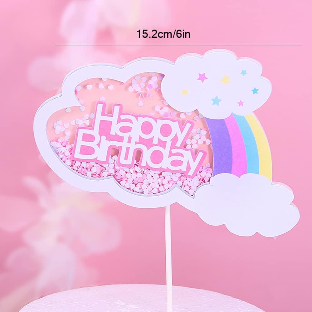 Juego de decoración de pastel de tercer cumpleaños para bebé niño con nubes de arco iris, estrellas, palillos para tartas de tres años, suministros