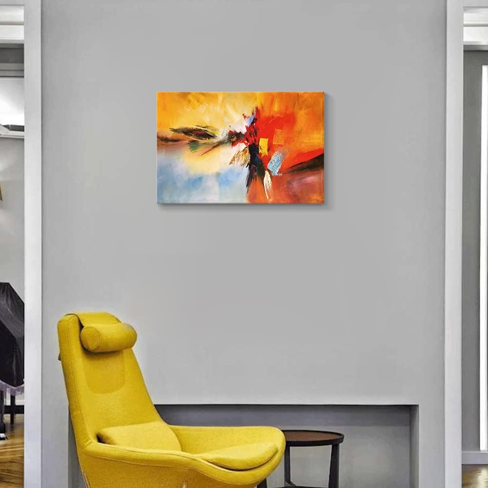 Lienzo decorativo amarillo para pared, pinturas de arte abstracto, colores rojos cálidos, graffiti sobre fondo blanco, decoración moderna para sala