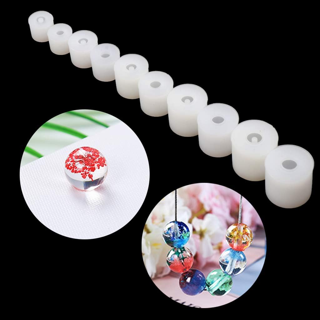 Molde de bolas de silicona con agujero redondo de resina epoxi para joyería, proyecto de manualidades T, 20 unidades