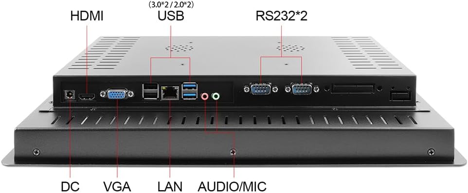 21.5 “16 9 industrial integrado panel táctil PC, pantalla táctil capacitiva, Intel CORE i5-3210Mi5-4200Ui7-8565ui5-10210U, 2* COM6* COM, HDMI, USB,