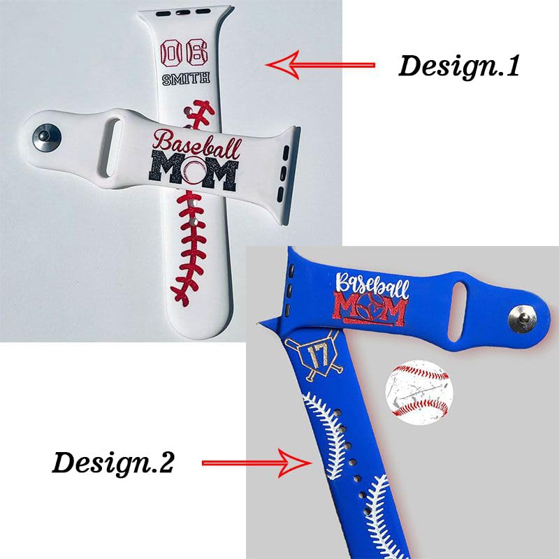 Personalised Custom Watch Bands Custom Baseball Mum Bands With Name and Number Ball Games Bands Gifts For Mum 38mm 40mm 41mm 42mm 44mm 45mm