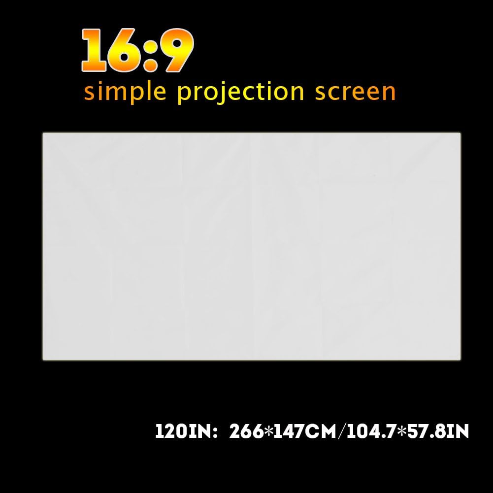 QANYEGN Pantalla de proyección blanca de 60 a 120 pulgadas, pantalla de cine plegable sin arrugas 169, pantalla de película HD portátil para cine en