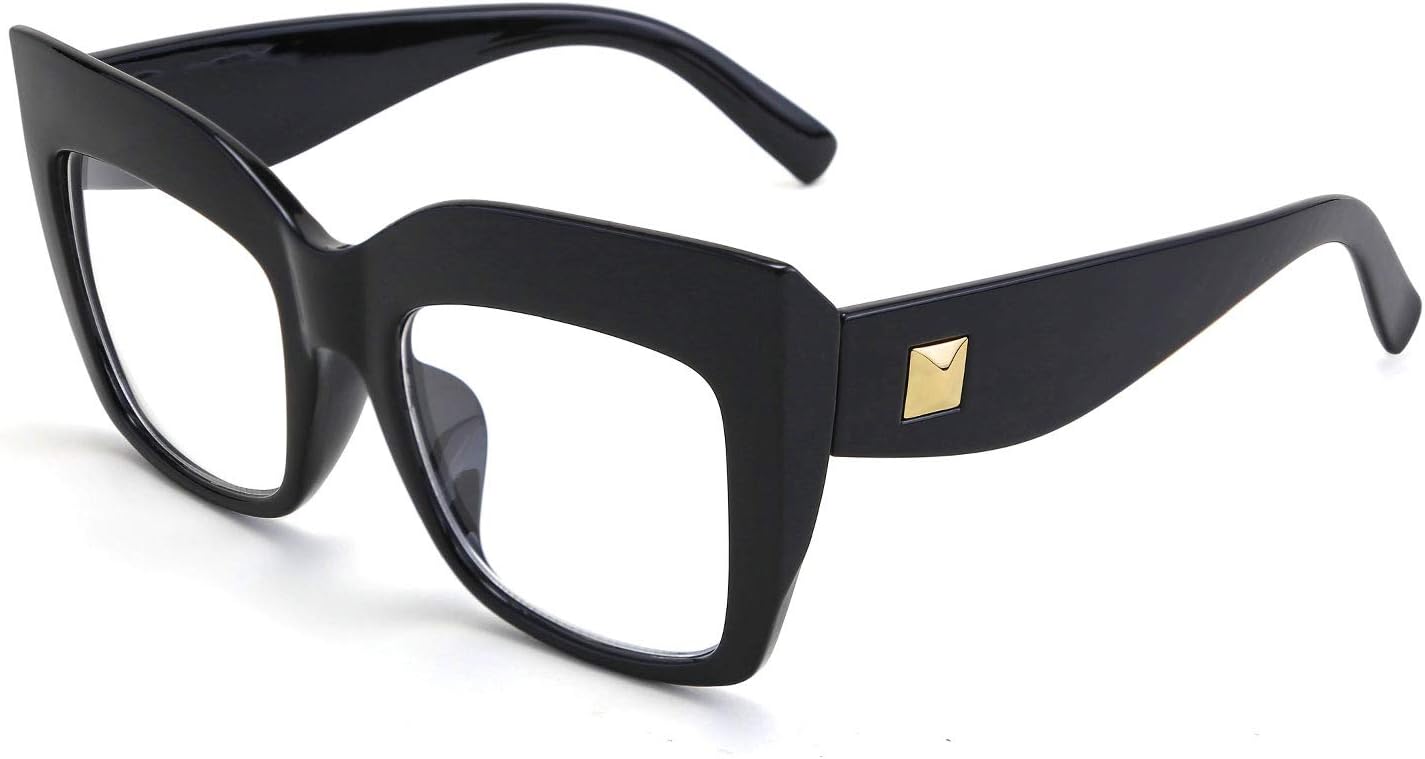 FEISEDY Gafas de lectura cuadradas de gran tamaño con filtro de luz azul para mujer B2627