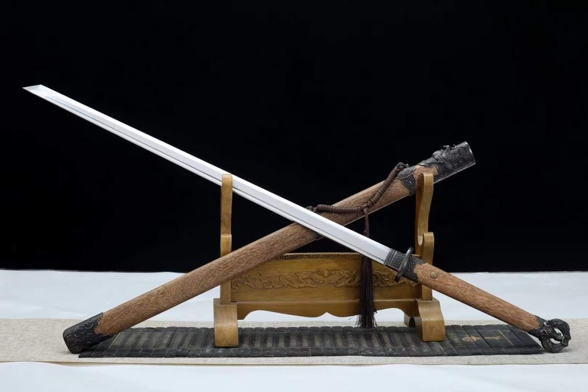 Han dao Sword Real (cuchillas forjadas de acero de alto carbono, vaina de palisandro) Práctica, espada china