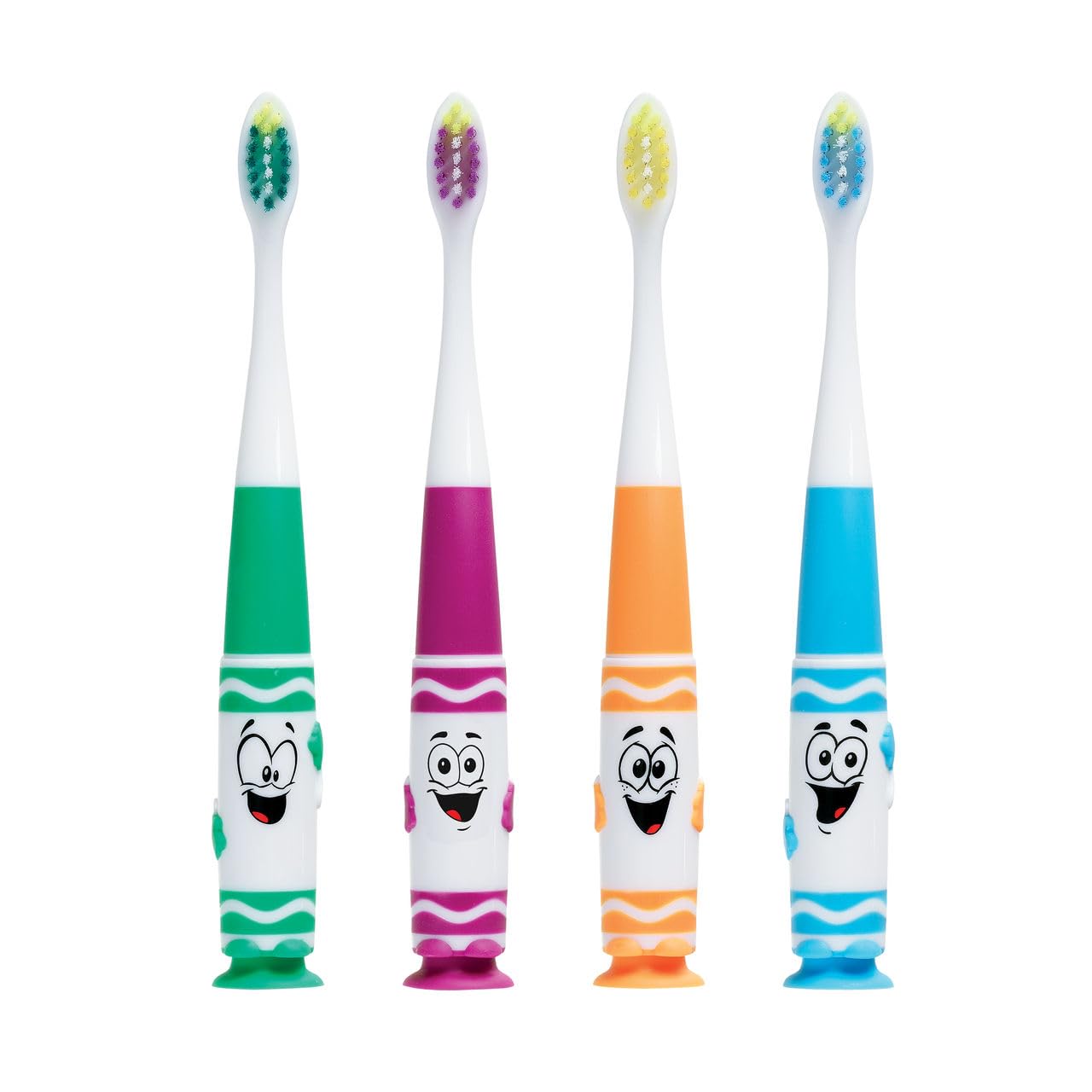 GUM Crayola Pip-Squeaks – Cepillo de dientes para niños pequeños, cerdas ultra suaves y estrechas, cabeza cónica para eliminar suavemente la placa