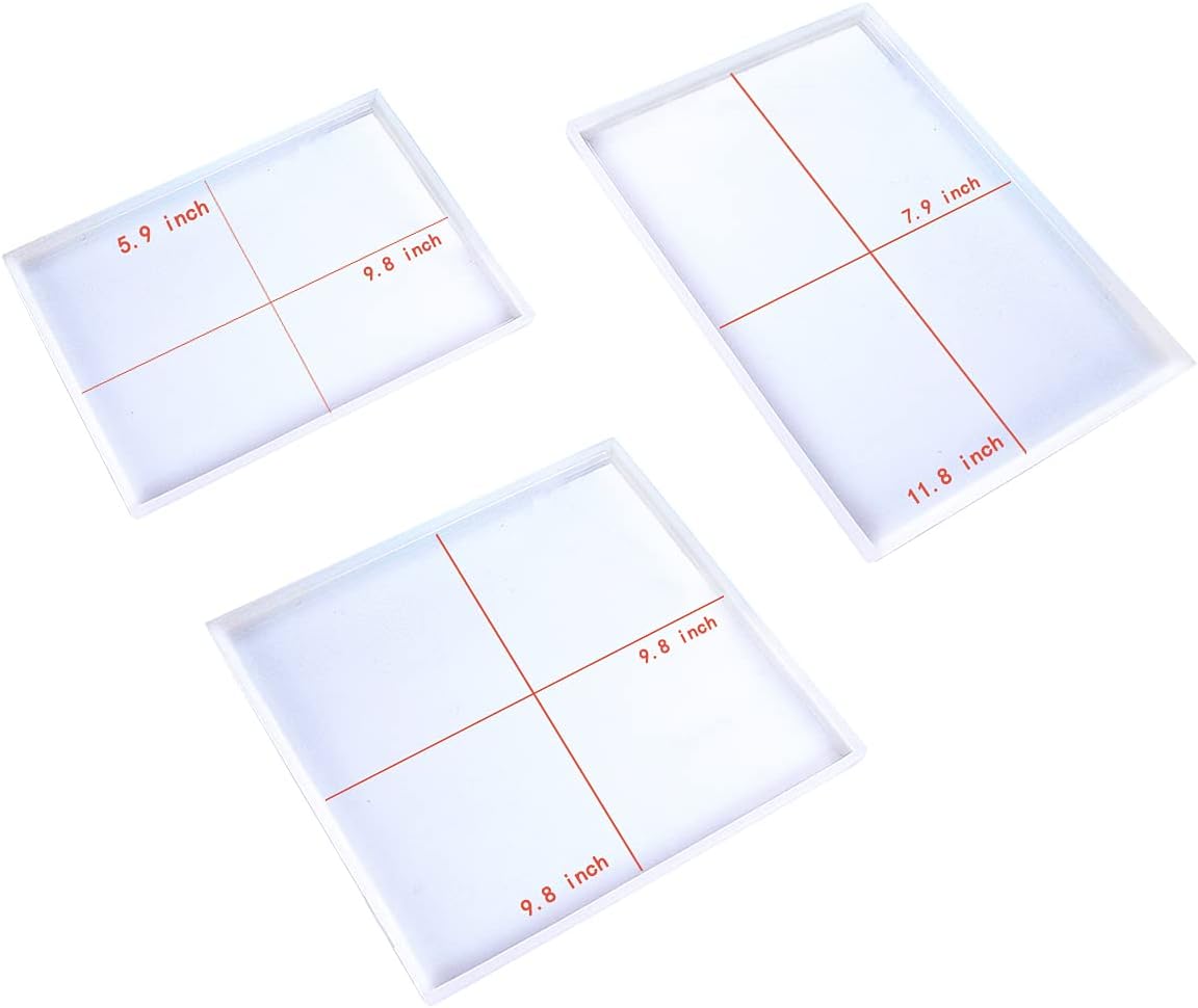 Kit de molde de resina rectangular extragrande, 3 moldes de bandeja de silicona para hacer bandejas de ágata sintética, tabla de servir, posavasos,