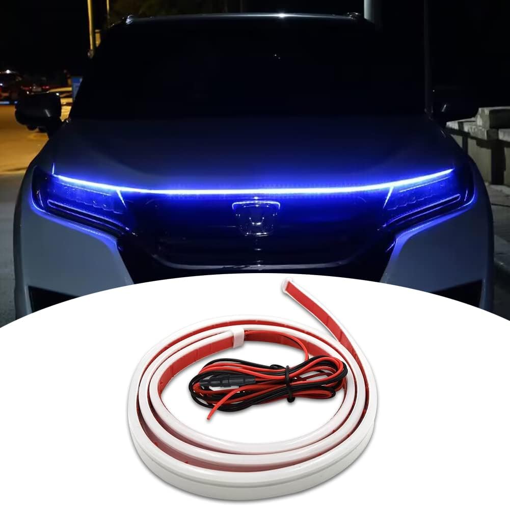 Tira de luces LED para capó de automóvil de 79 pulgadas, tira de luces LED flexible para exteriores de automóvil, impermeable, decoración de