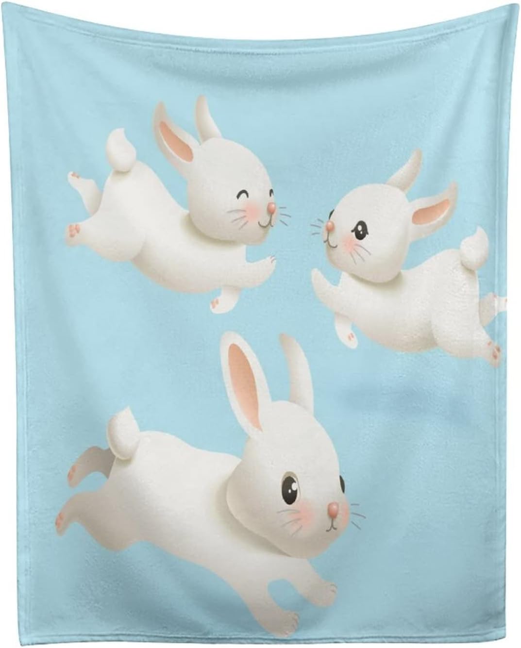 Manta de forro polar con diseño de conejito blanco para sofá, manta gruesa y mullida, cálida y suave, para sofá, 40 x 50 pulgadas