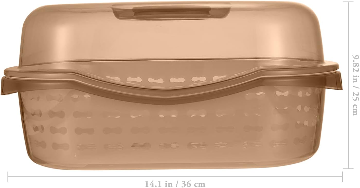 YARDWE Estante para tapa de cocina, colador con tapa, estante de secado de botellas, cesta de almacenamiento para frutas, verduras, color caqui,