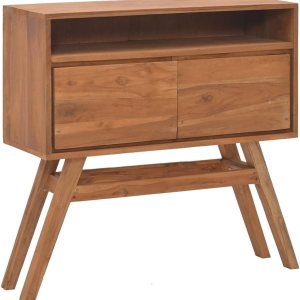 Mesa consola de teca maciza con acabado natural, mesa auxiliar delgada y estrecha ideal para sala de estar, pasillo o mesita de noche, sala de Mesa consola de teca maciza con acabado natural, mesa auxiliar delgada y estrecha ideal para sala de estar, pasillo o mesita de noche, sala de