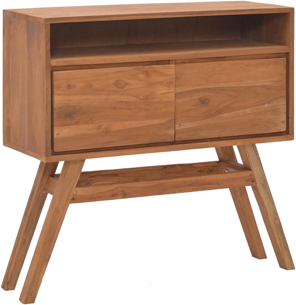 Mesa consola de teca maciza con acabado natural, mesa auxiliar delgada y estrecha ideal para sala de estar, pasillo o mesita de noche, sala de