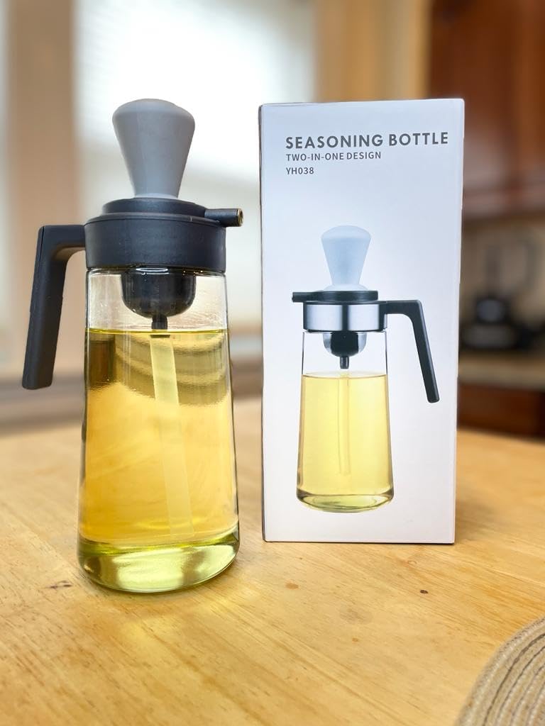 Dispensador de aceite con cepillo, botella de aceite de cocina con cepillo para untar, botella de aceite con cepillo 2 en 1, cepillo de aceite de