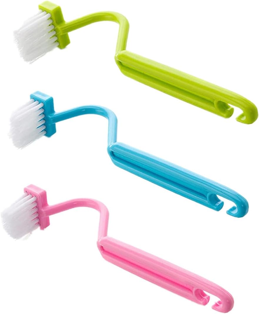 3 cepillos de plástico curvados pequeños para inodoro, cepillos de limpieza de plástico para baño, adecuados para limpiar bordes de inodoro, borde