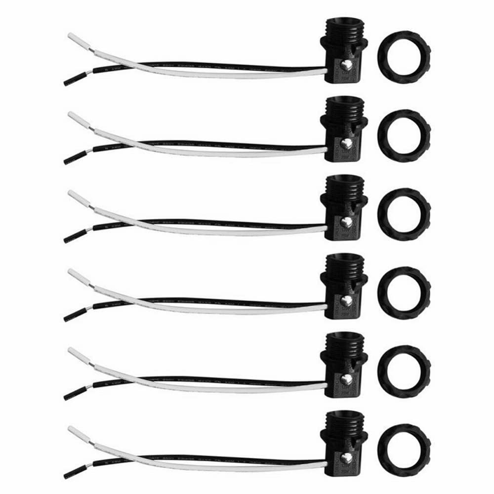 Ulikeled cUL Listed E12 – Soporte para lámpara con base de candelabro, base E12 con cables de alambre y anillo para bombillas de candelabro, 75 W