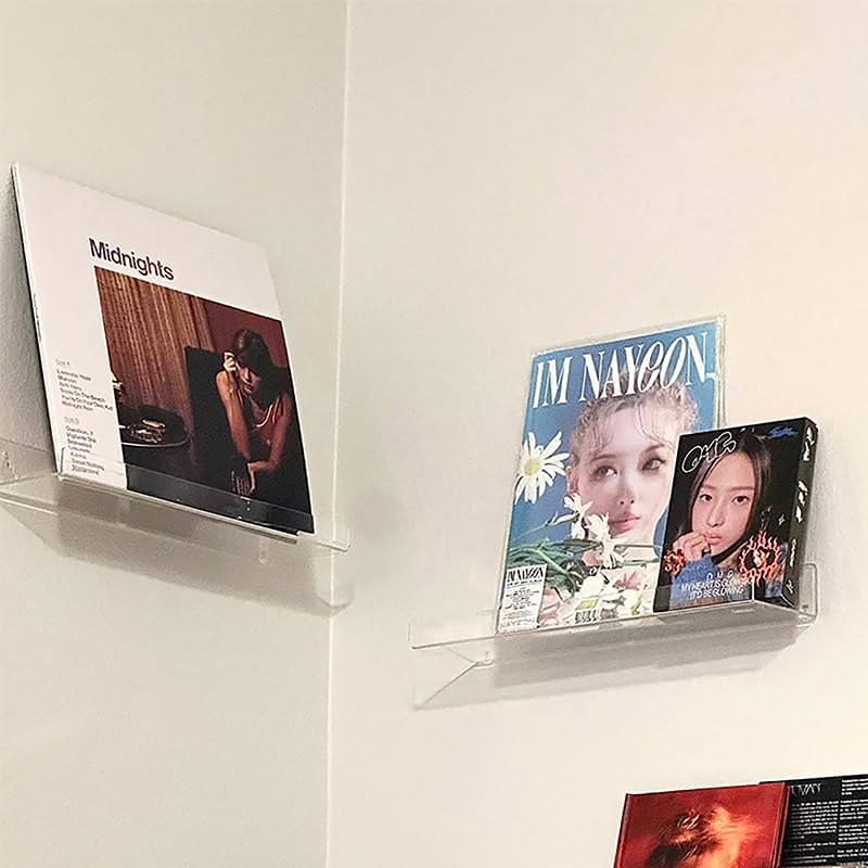 Soporte de acrílico transparente para registro montado en la pared para álbum de vinilo, estante de almacenamiento para decoración del hogar