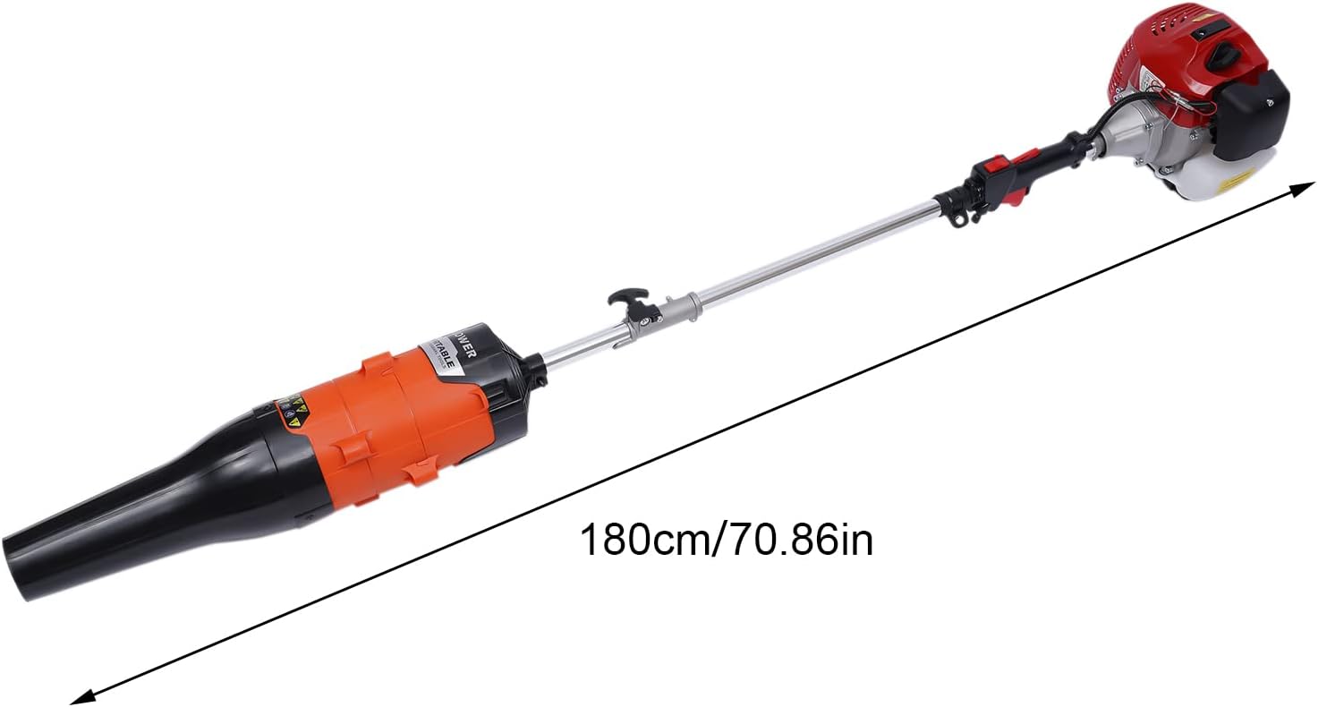 CNCEST Barredora y soplador de mano a gas, motor de gasolina de 2 tiempos de 52 CC 2.3 HP con cepillo de barrido de nailon + soplador, soplador de
