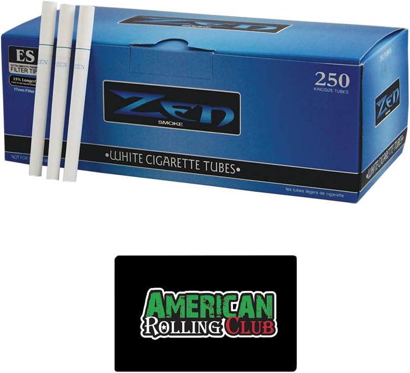 Zen Light King Size Cigarrillo Tubos (azul) un cartón de 250 tubos con tarjeta American Rolling Club Scoop