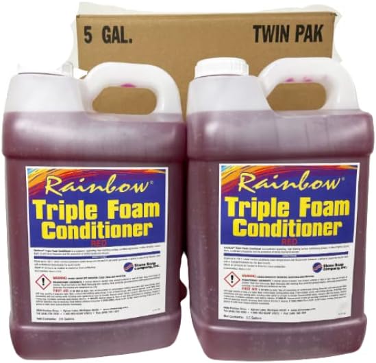 RAINBOW Acondicionador de triple espuma para lavados de autos de autoservicio, rojo, 2.5 galones, paquete de dos unidades, tres colores disponibles