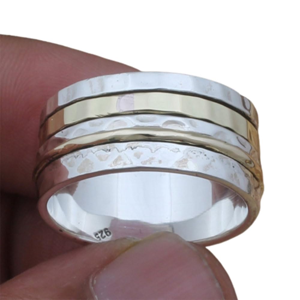 925 Silver Ring, Handmade Ring Women, Wide Band Ring, Spinning Silver Ring, Fidget Spinner Ring, Anxiety Spinner Ring, Spinner Band Ring, Thumb