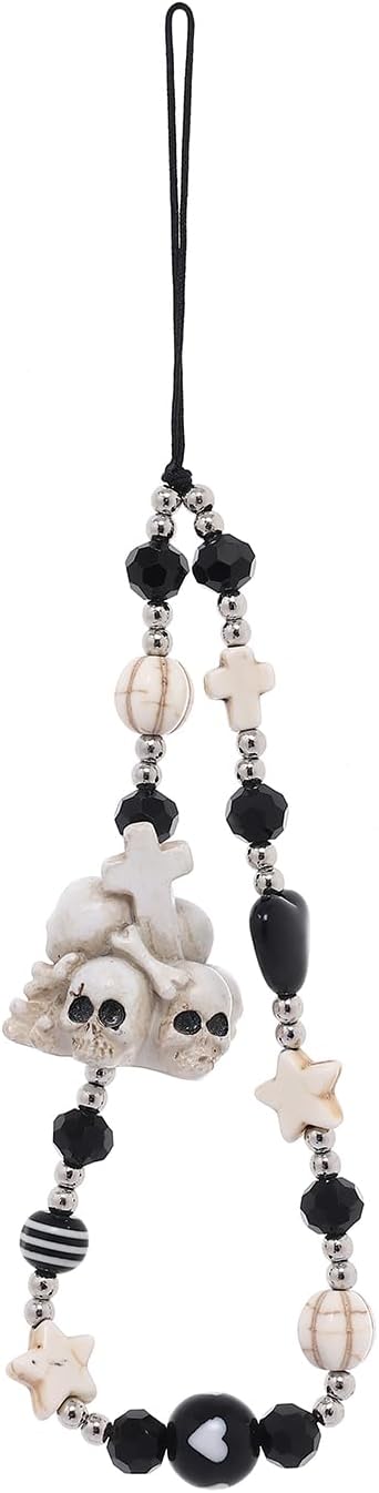 Cordón de teléfono con abalorios y dije de 6 piezas para la muñeca, con diseño de frutas, estrellas, perlas o arco iris para mujeres y niñas.