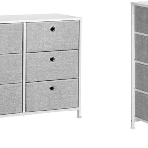 SONGMICS Cómoda de almacenamiento de 3 niveles con 6 cajones de tela fáciles de tirar y mesa de madera, 31.5 pulgadas de largo x 11.8 pulgadas de SONGMICS Cómoda de almacenamiento de 3 niveles con 6 cajones de tela fáciles de tirar y mesa de madera, 31.5 pulgadas de largo x 11.8 pulgadas de