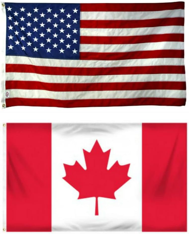 Premium 5×8 5’x8′ Combo USA & Canada Canadian Flag grommets
