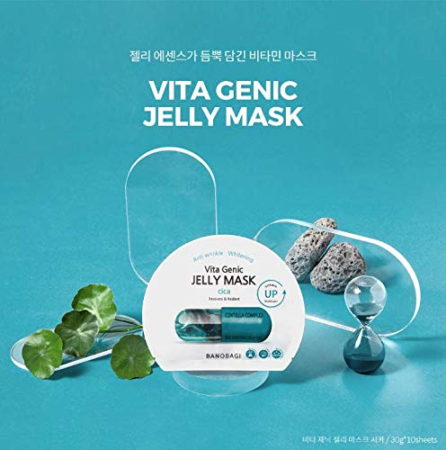 Vita Genic Jelly Cica – Mascarillas faciales de belleza con esencia y complejo vitamínico de 11 vitaminas  Mascarilla coreana para el cuidado de la