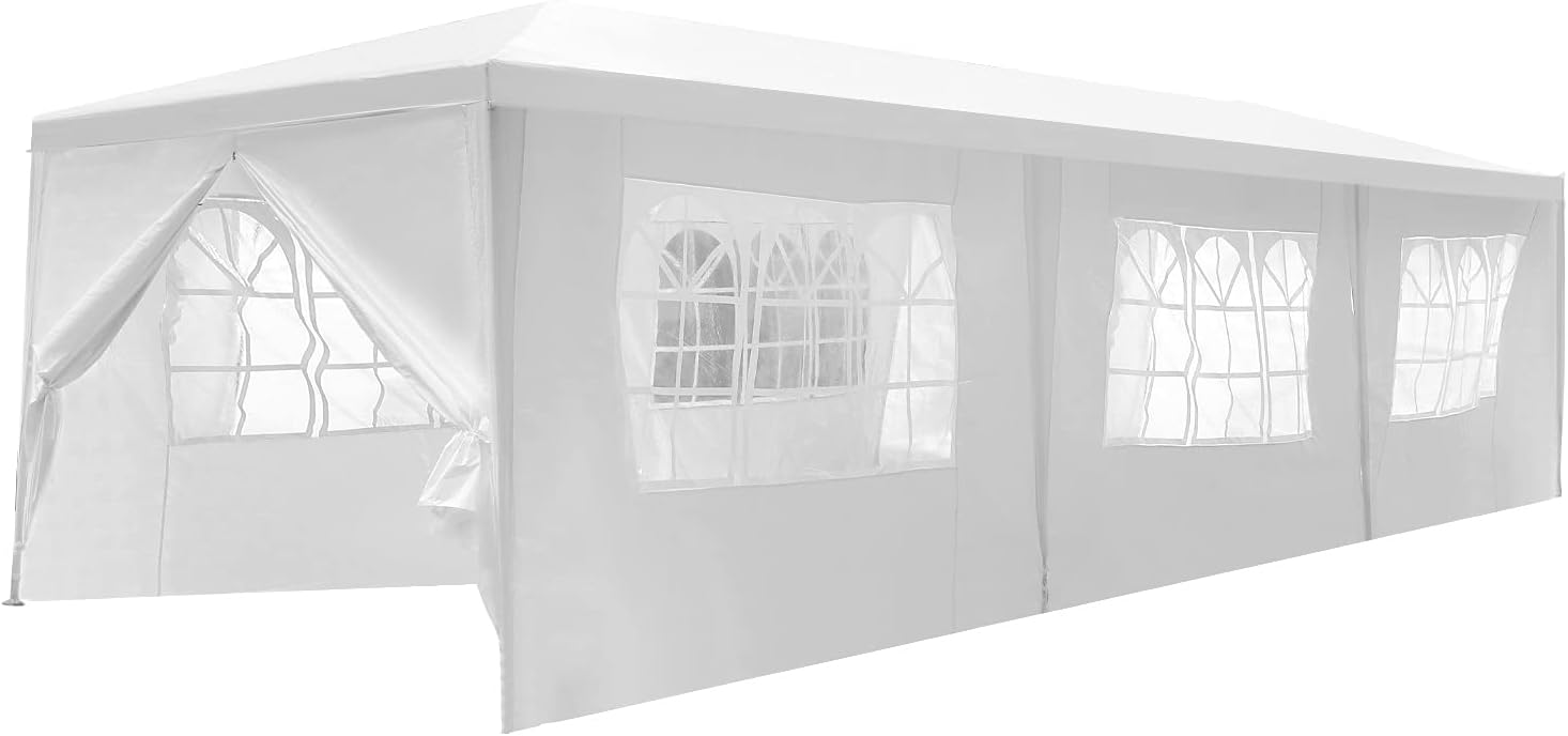 Canopy – Tienda de campaña para fiestas, 10 x 30 pies, resistente, para exteriores, carpa de fiesta de boda con 8 paredes laterales extraíbles,