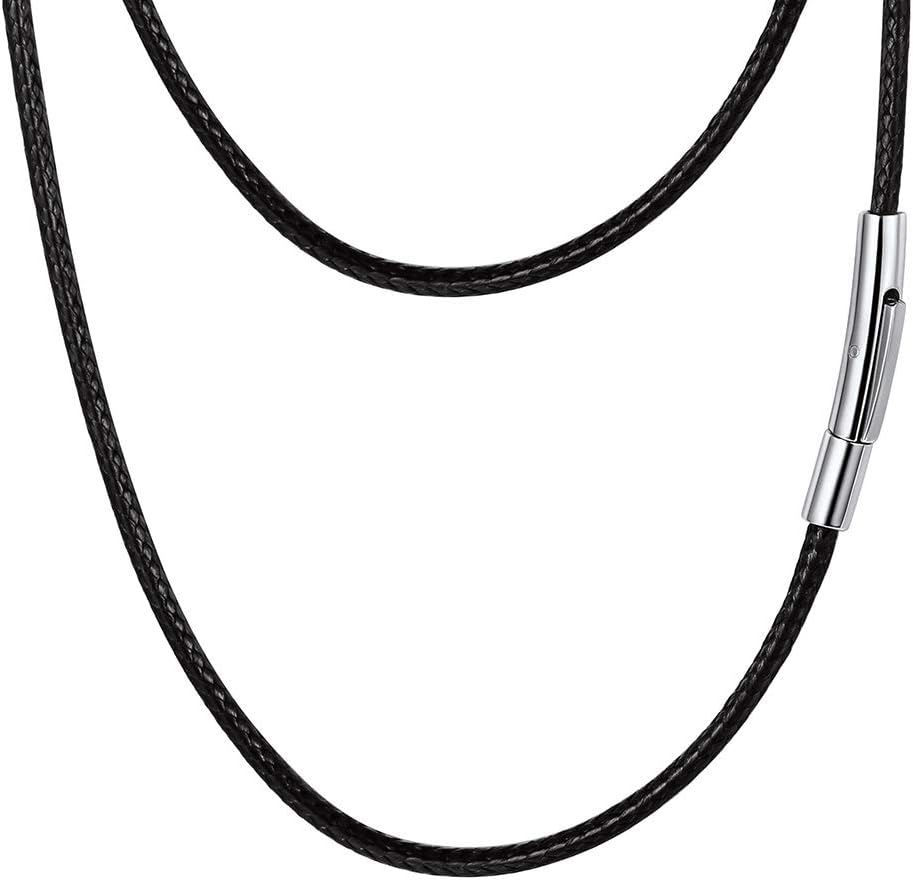 PROSTEEL Collar de cuero trenzado de cuerda encerada de 16 a 30 pulgadas, cierre duradero de acero inoxidable, cadena de cuerda de cera tejida para