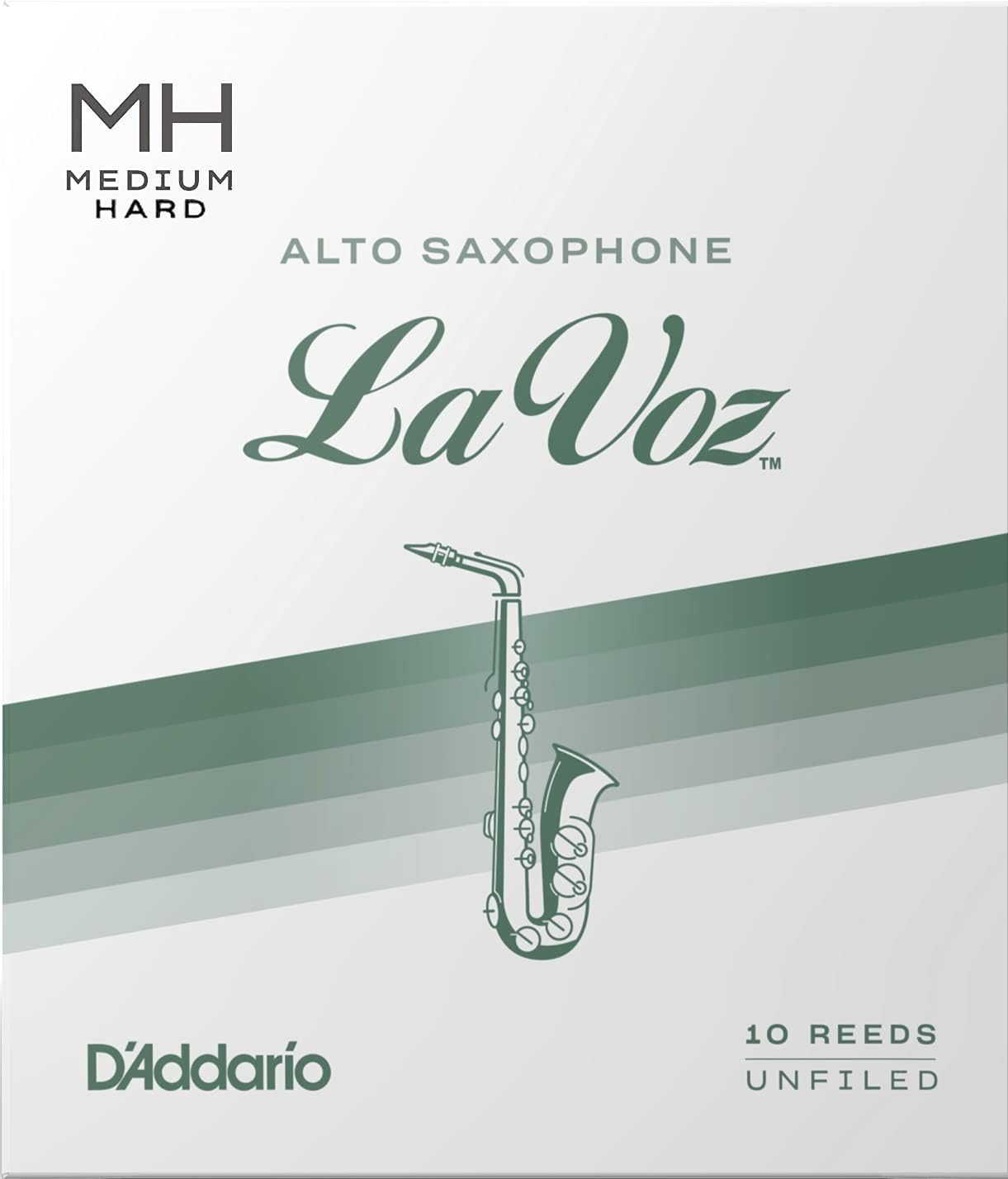 D’Addario La Voz Cañas de saxo Alto – Cañas de saxofón alto – RJC10MH – Corte sin limar – Medio-Duro – Paquete de 10